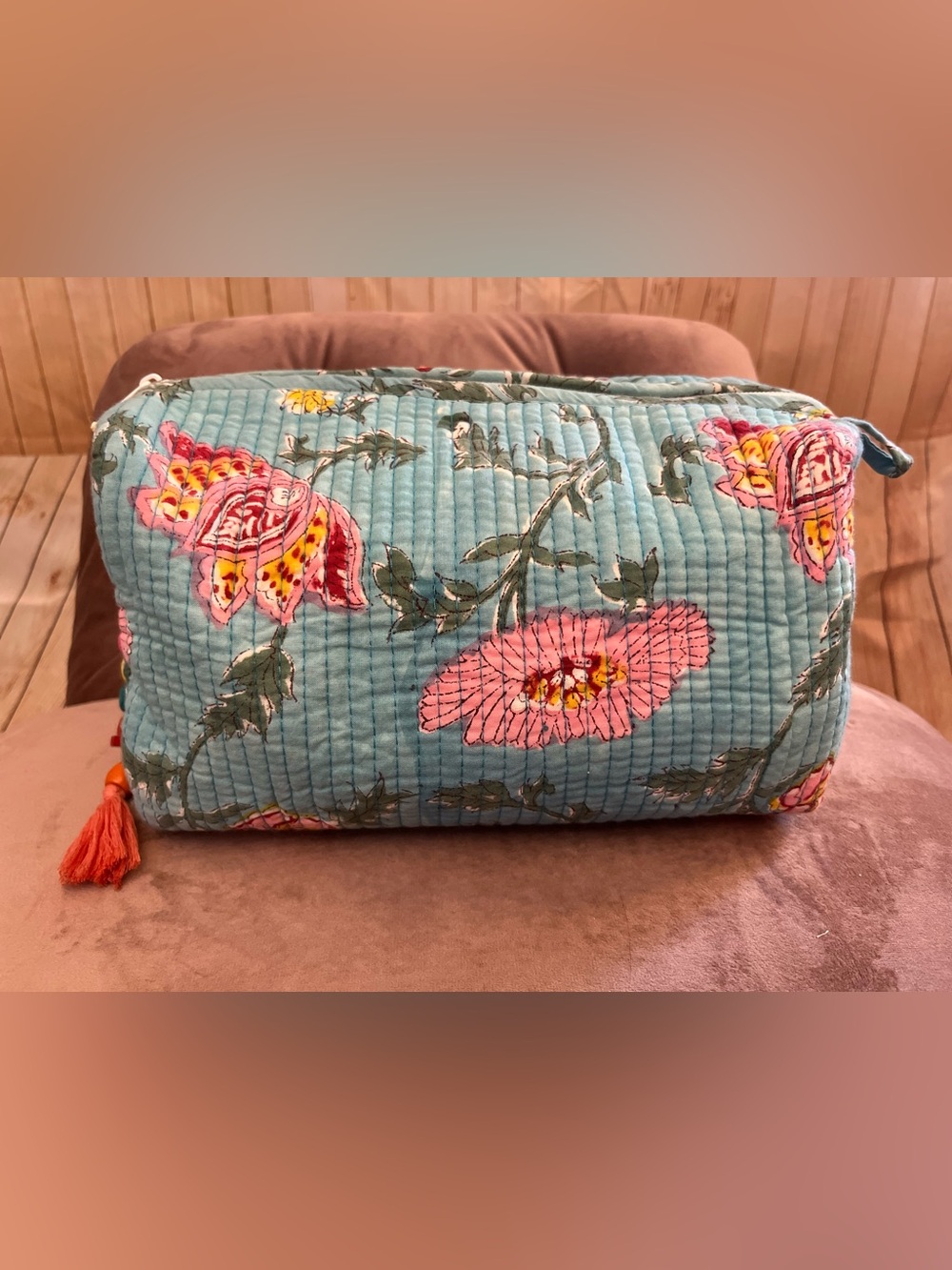 Floral Quilted Travel Toiletry Bag